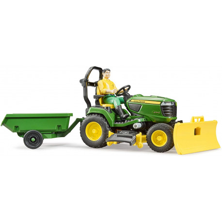 COFFRET JOHN DEERE TRACTEUR A GAZON AVEC REMORQUE ET JARDINIER